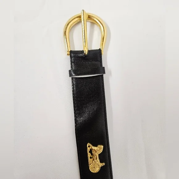 Celine Carriage Belt In Black Leather And Gold Hardware Women's Size 70 - Picture 8 of 13